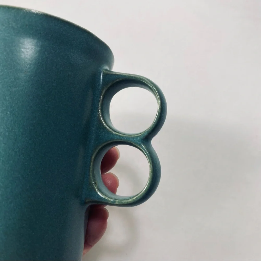 Bennington Potters Trigger Teal Creamer Double Handle Mid-Century Modern 1394 - Picture 8 of 13